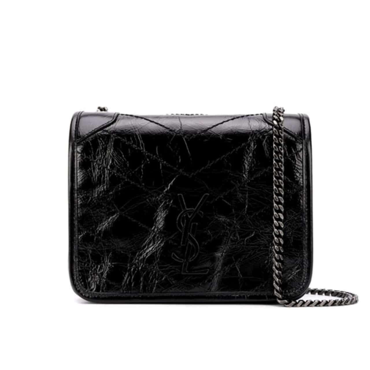 Sa1nt Lau*nt Niki Vintage Leather Chain Wallet Black 19Cm 583103 0En04 1000