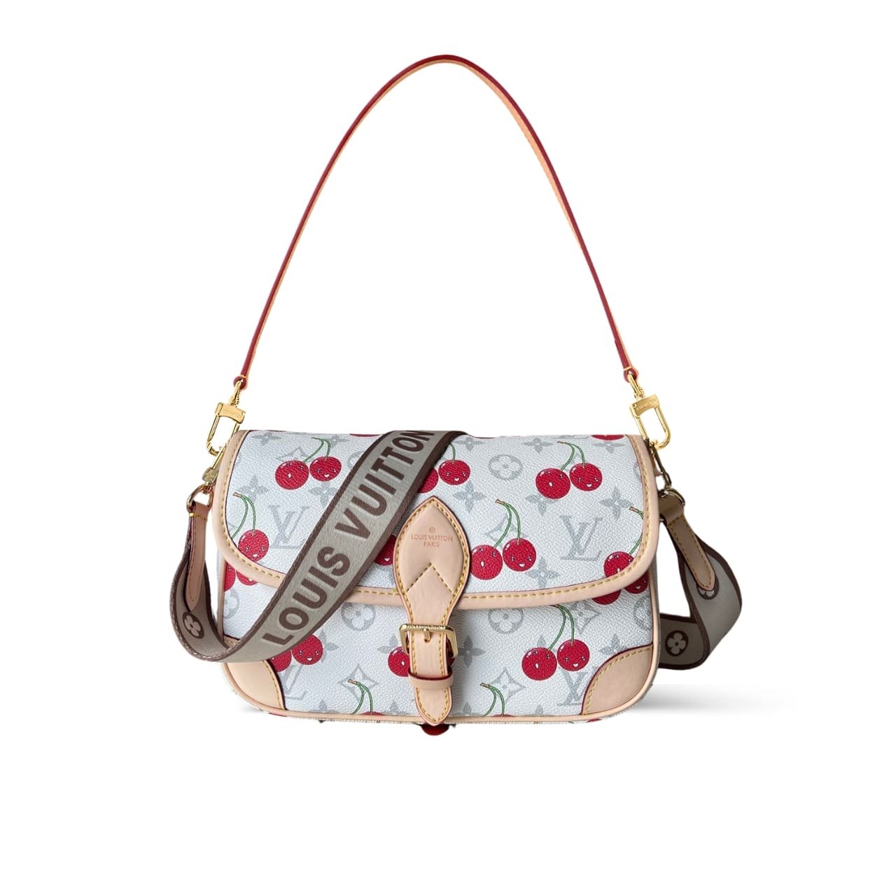 L0vis Vvtt0n X Takashi Murakami Diane Bag Monogram Cherry White 25Cm