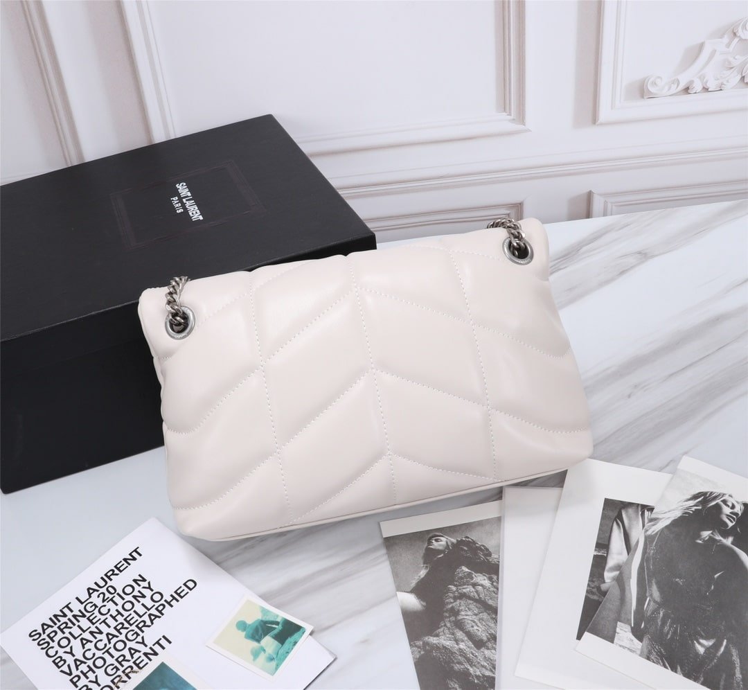 Sa1nt Lau*nt Loulou Small Chain Bag In Matelassé Y White Silver 29Cm 494699Dv7269207