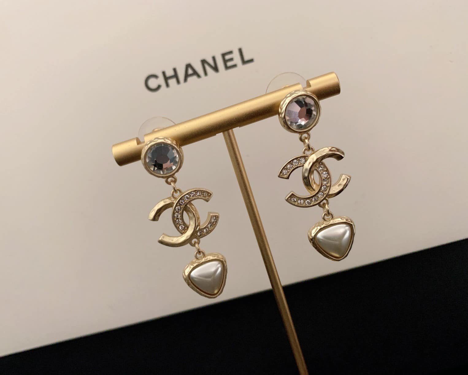 Ch**el Pearl Gold Earrings