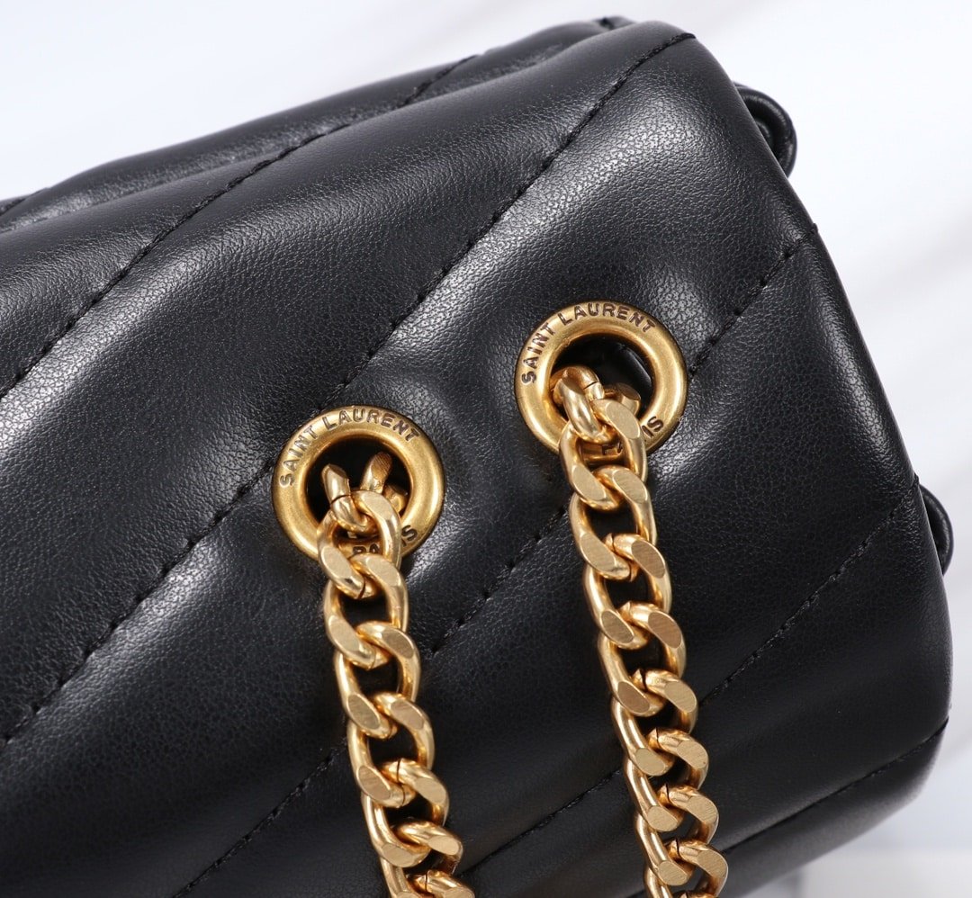 Sa1nt Lau*nt Loulou Small Chain Bag In Matelassé Y Black Gold 23Cm 494699Dv7271000
