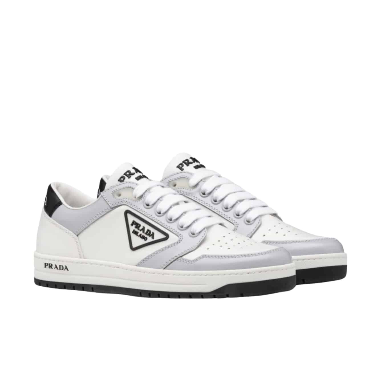 Pra*a District Leather Sneakers White Grey 1E790M 3Lj6 F0A4C F 030