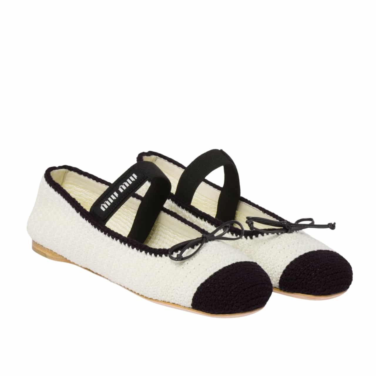 M1um1u Crochet Knit Ballerina Shoes White 5F138E 2Cq2 F0C56 F 005