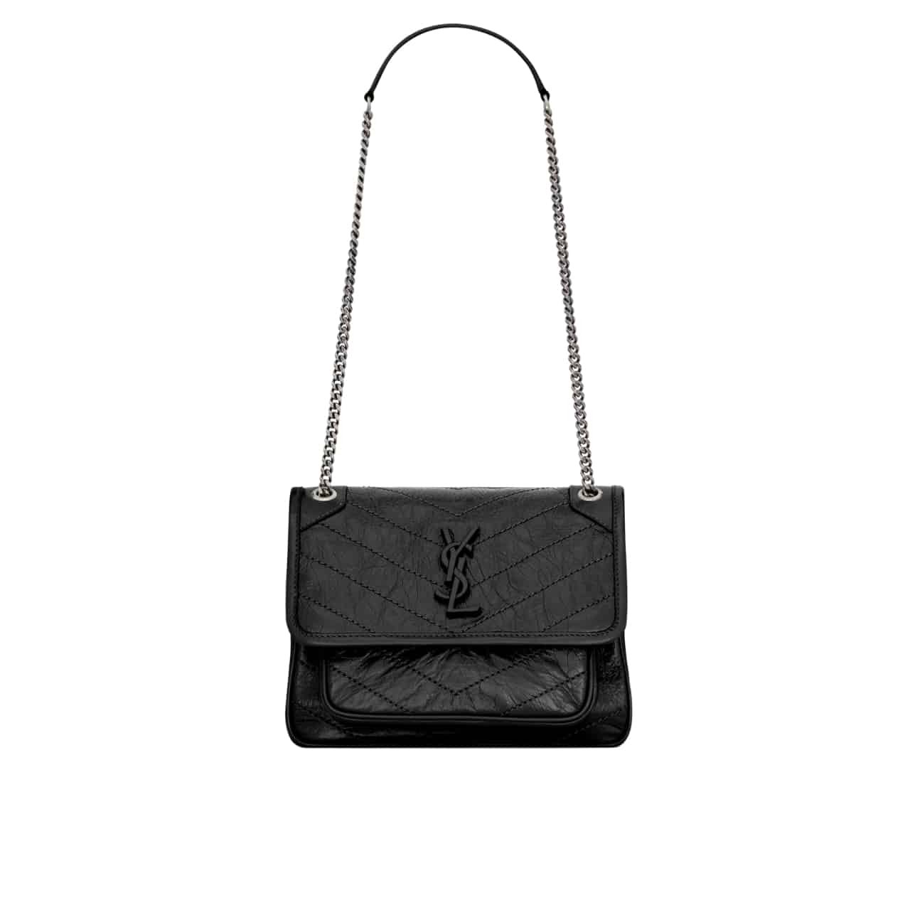 Sa1nt Lau*nt Niki Baby In Vintage Leather Black 21Cm 6331600En041000