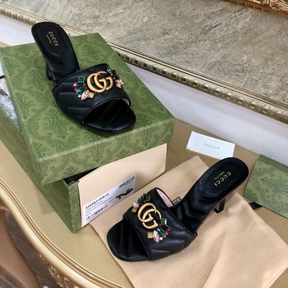 Gvc*1 Women’S Flower Double G Slide Sandal Black
