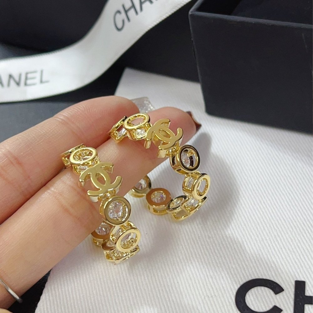 Ch**el Earrings Cc Gold