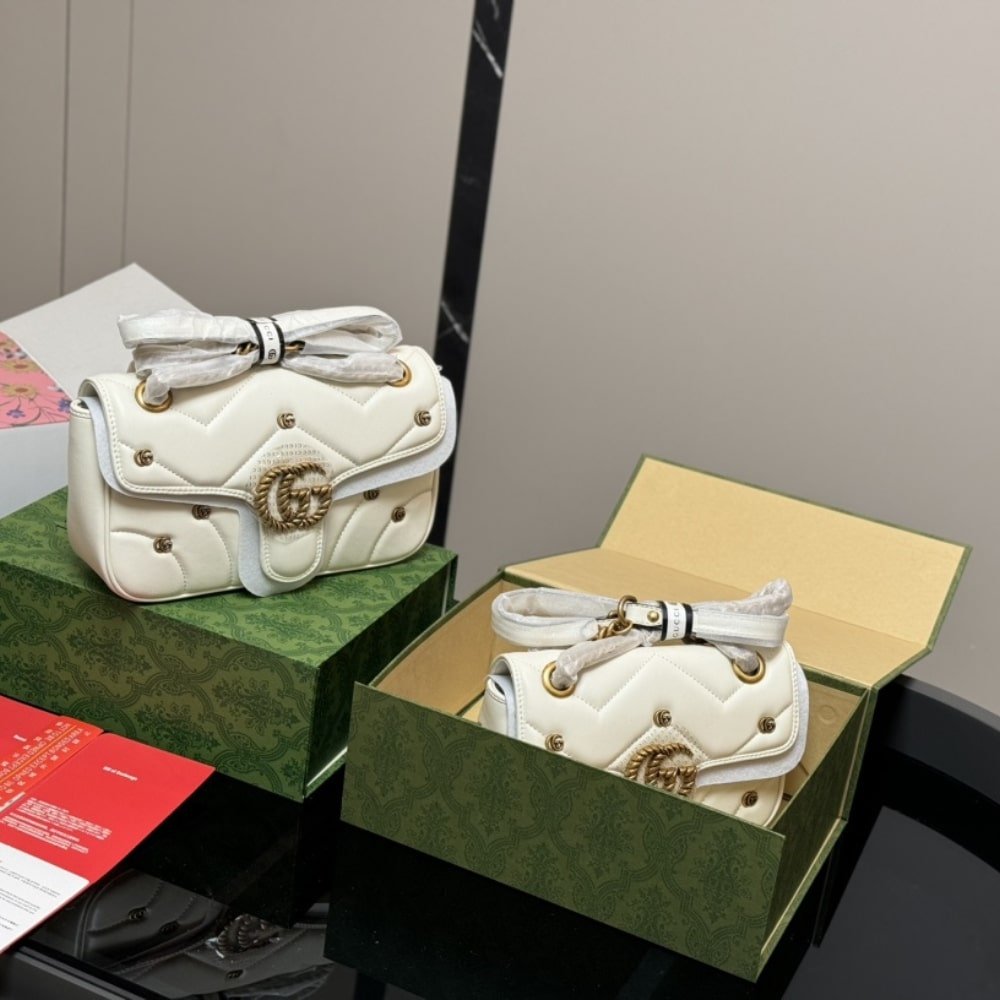 Gvc*1 Gg Marmont Small Shoulder Bag White 26Cm 443497 Aacpg 9206