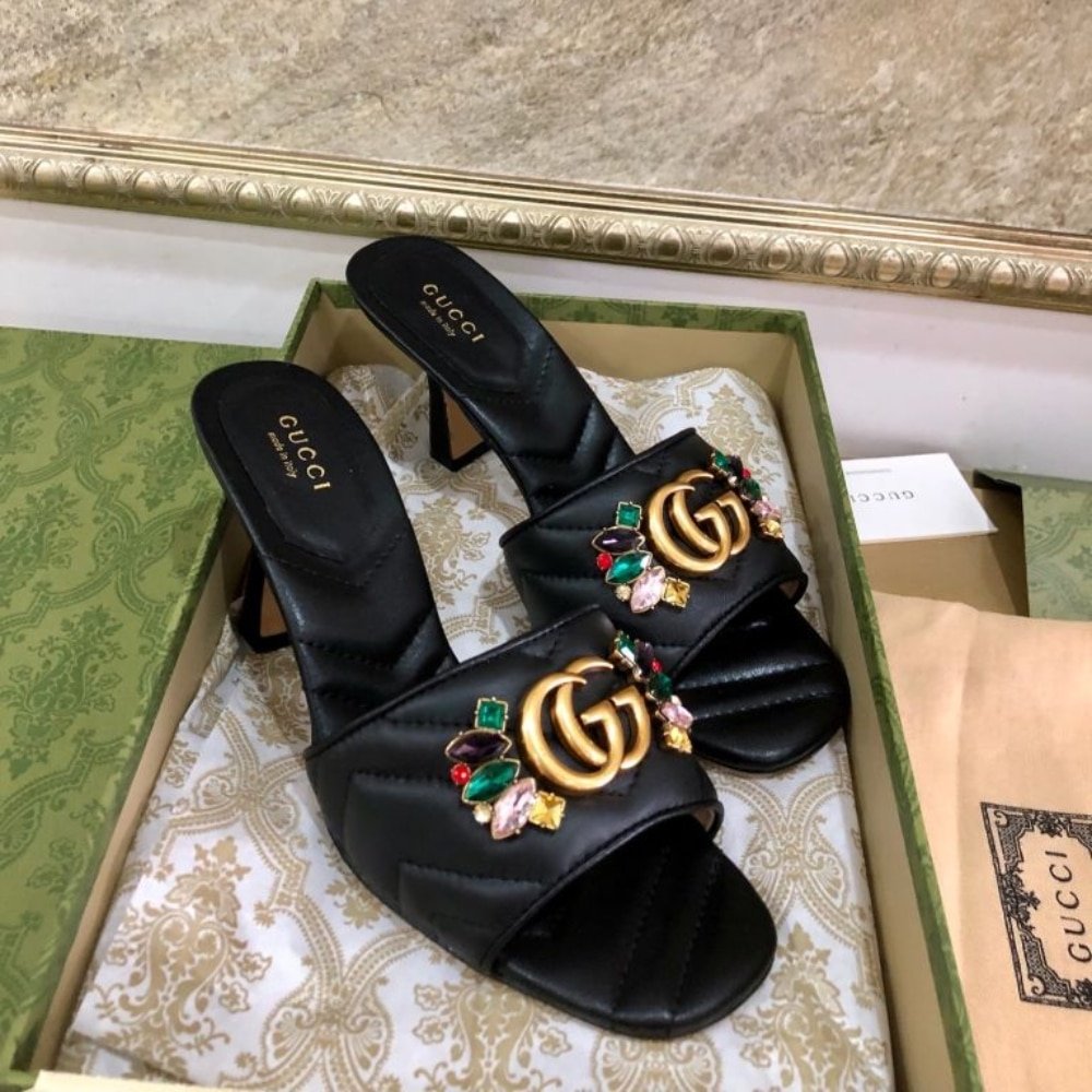 Gvc*1 Women’S Flower Double G Slide Sandal Black