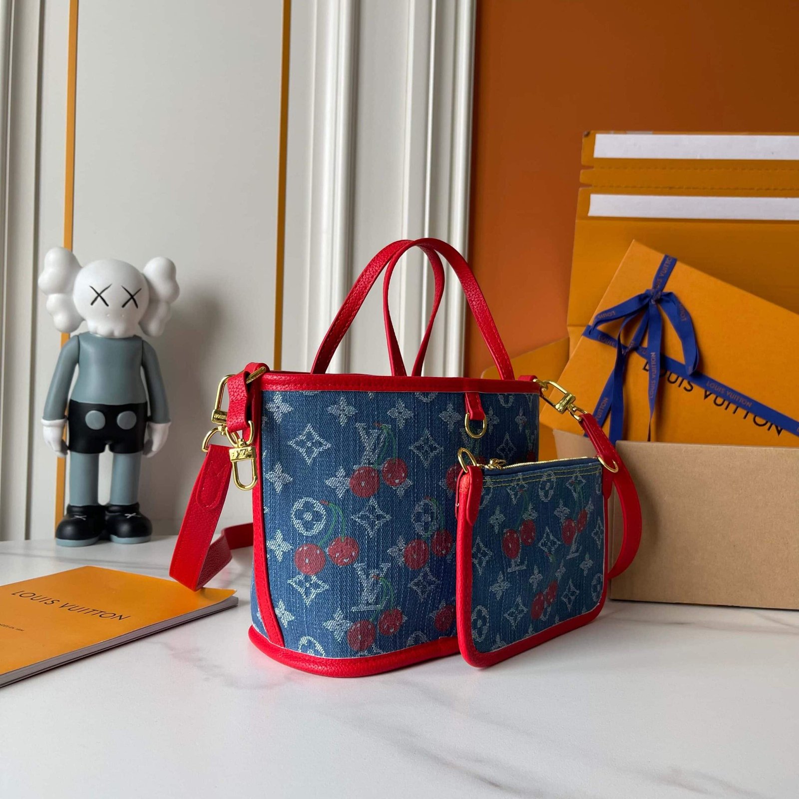 L0vis Vvtt0n X Takashi Murakami Neverfull Inside Out BB Denim Blue 26Cm M14997