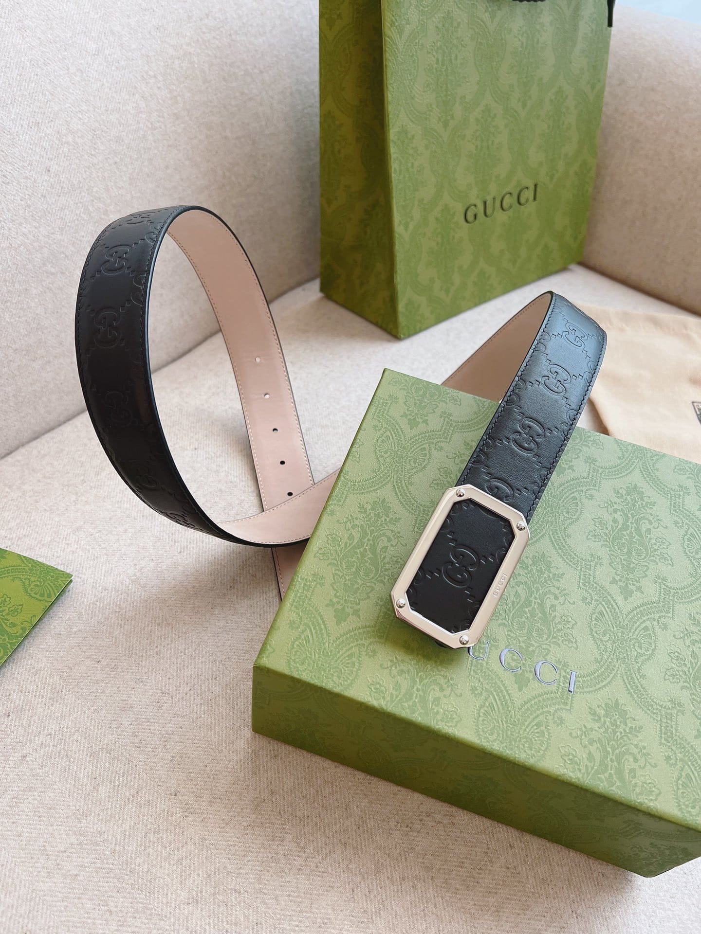 Gvc*1 Black Signature Leather Belt 3.5Cm