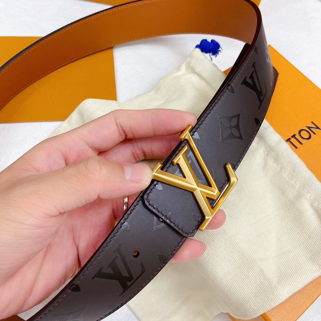 L0vis Vvtt0n LV Pyramide Belt Dark Brown 40MM