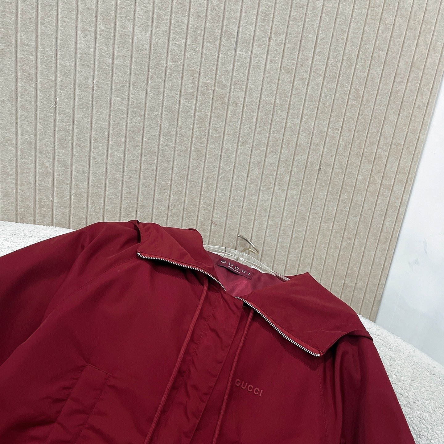 Gvc*1 Hooded Fabric Jacket With Logo Rosso Ancora Red 823752 Zar16 6052