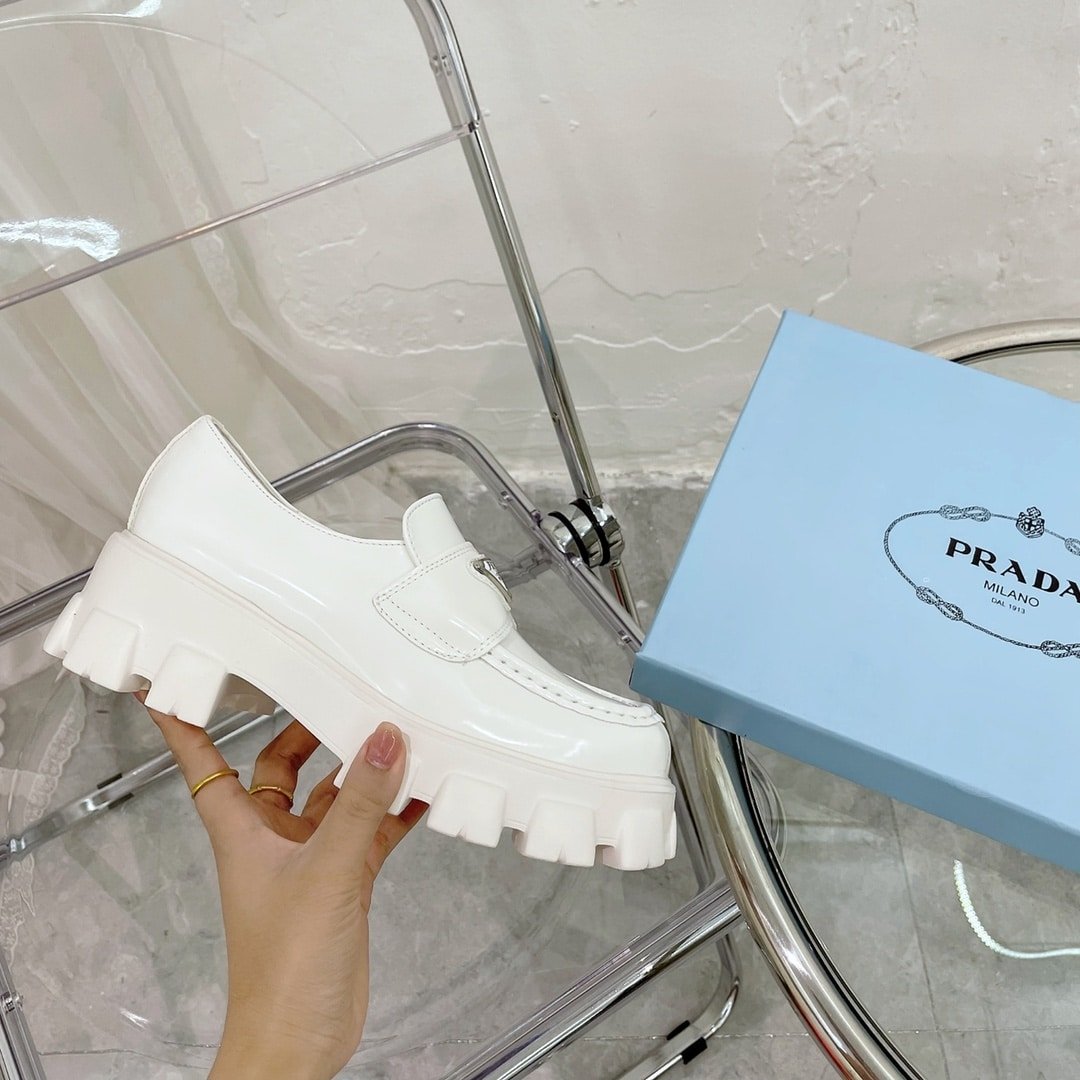 Pra*a Monolith Brushed Leather Loafers White 2De129 B4L F0009