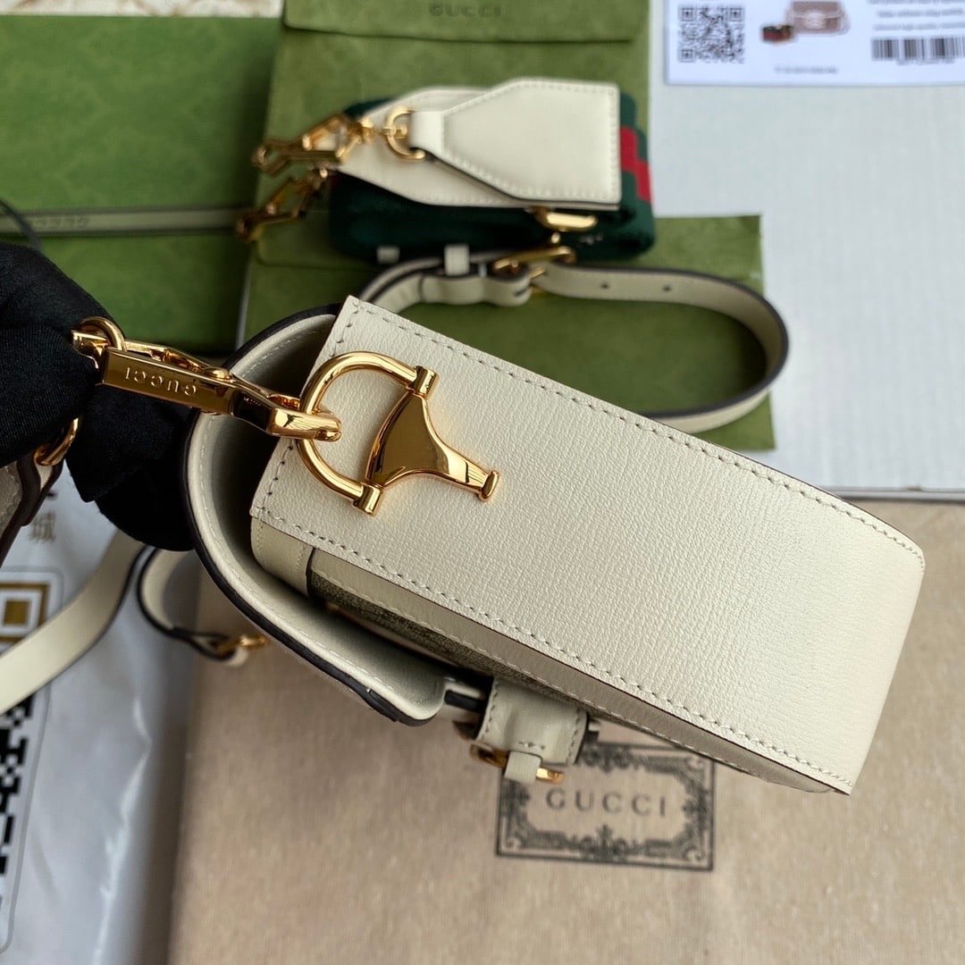 Gvc*1 Horsebit 1955 Mini Gg Svp*me Canvas Beige White 20Cm 658574 Huhhg 9759