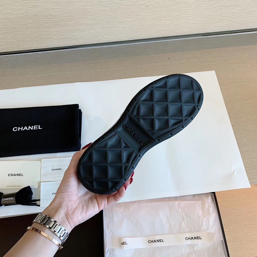 Ch**el Velvet Sneakers Ivory And Black G35617