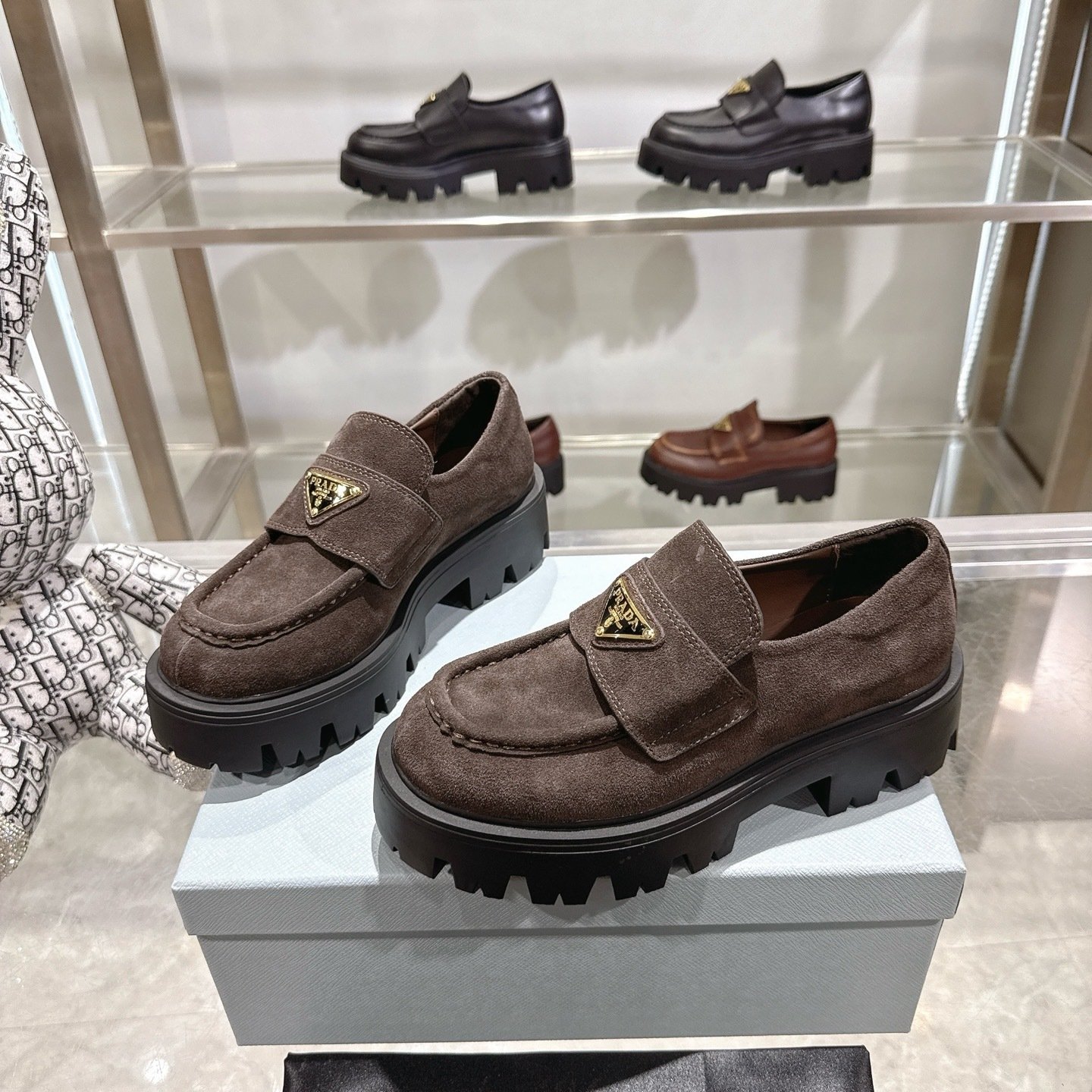 Pra*a Chocolate Suede Loafers Dark Brown 1D246M Mg0 F0003 F G050