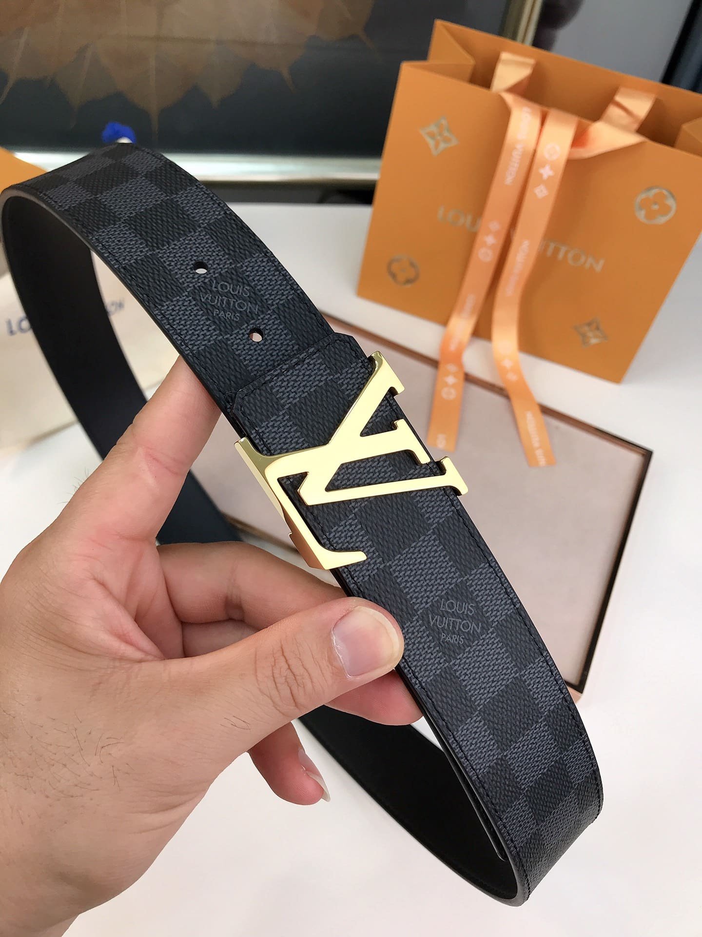 L0vis Vvtt0n Lv Ceinture Initiales Reversible Gold 4Cm