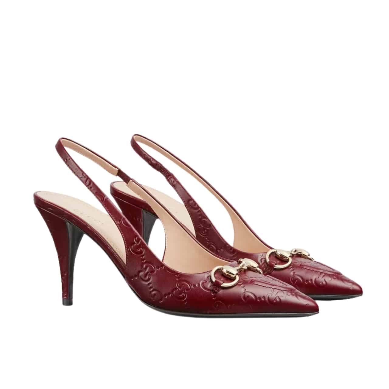Gvc*1 Women’s Horsebit Pump Gg Leather Rosso Ancora Red ‎792065 Aaegj 6207