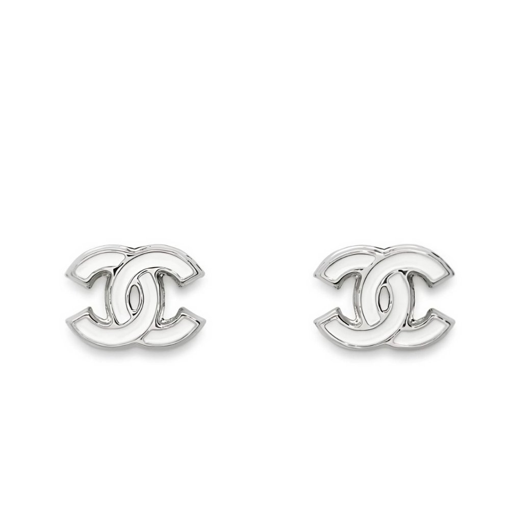 Ch**el 25S Earrings White Silver Metal Abf565 B20465 U0776