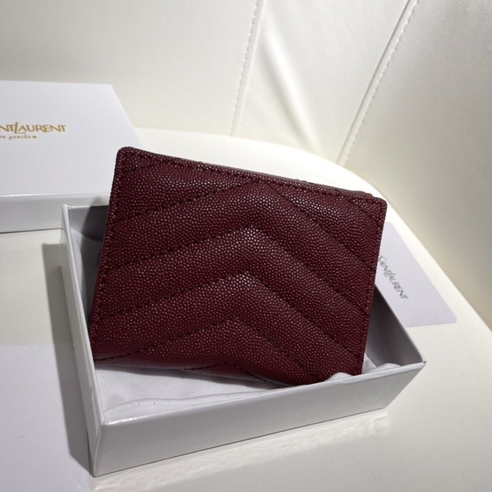 Sa1nt Lau*nt Cassandre Matelassé Small Envelope Wallet In Grain De Poudre Leather 11Cm