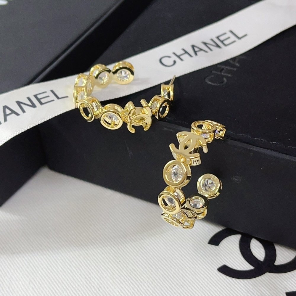 Ch**el Earrings Cc Gold