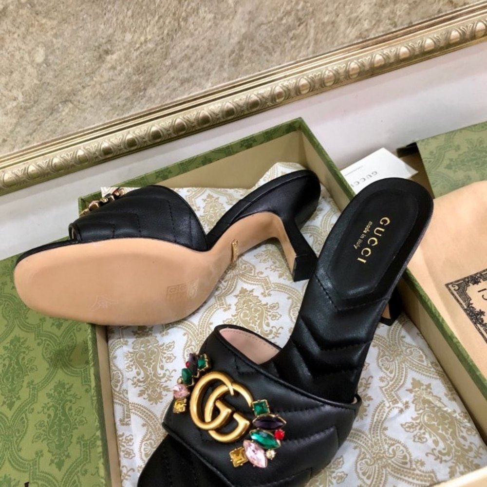 Gvc*1 Women’S Flower Double G Slide Sandal Black