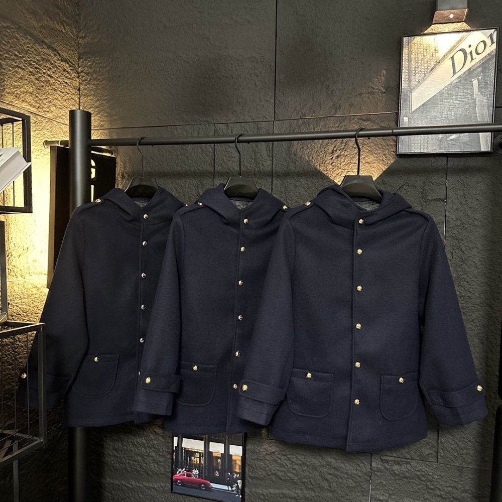 Ce1i*e Hooded Triomphe Coat In Wool Felt Navy 2W97C863C 07Mr