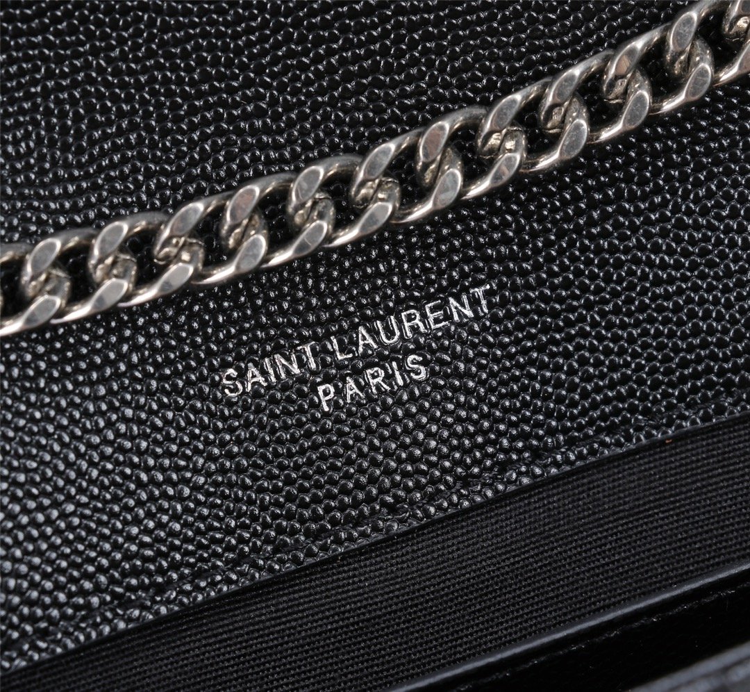Sa1nt Lau*nt Envelope Small Bag In Mix Matelassé Grain De Poudre Embossed Black Silver 21Cm 600195Bow921000