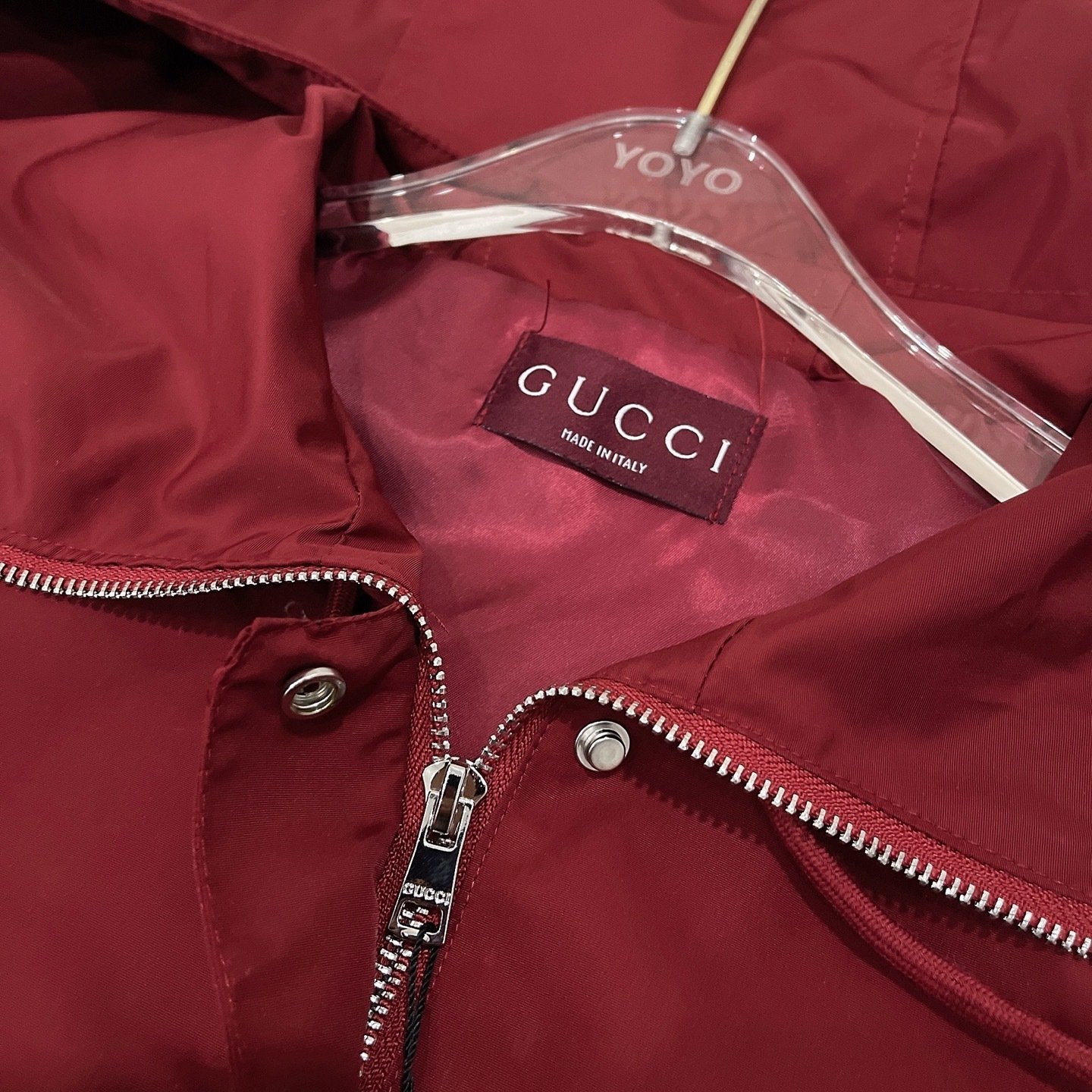 Gvc*1 Hooded Fabric Jacket With Logo Rosso Ancora Red 823752 Zar16 6052