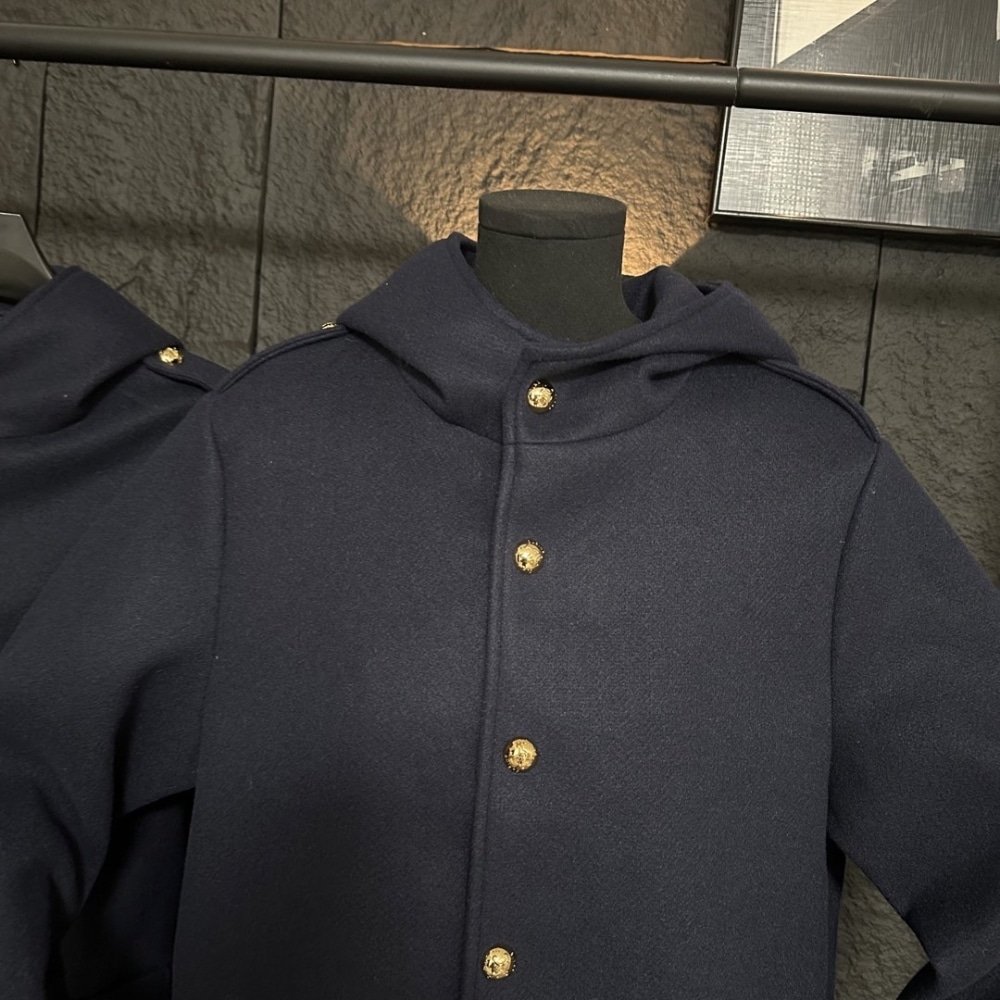 Ce1i*e Hooded Triomphe Coat In Wool Felt Navy 2W97C863C 07Mr