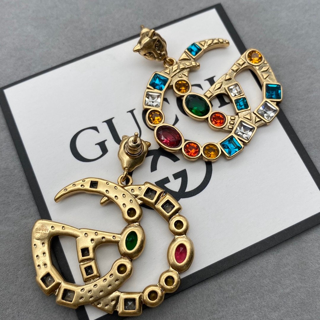 Gvc*1 Gg Crystal In Gold Earrings