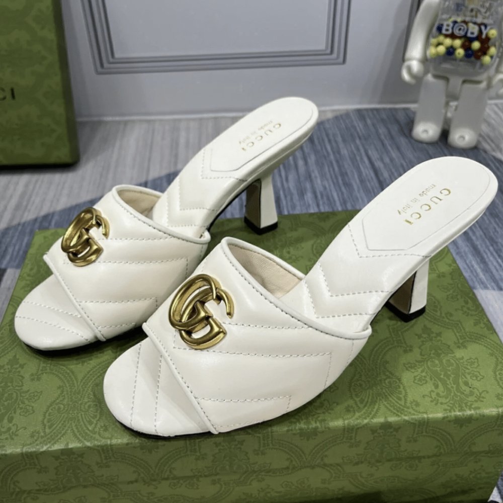 Gvc*1 Marmont Double G Slide Sandal White 674839 Bko00 1000