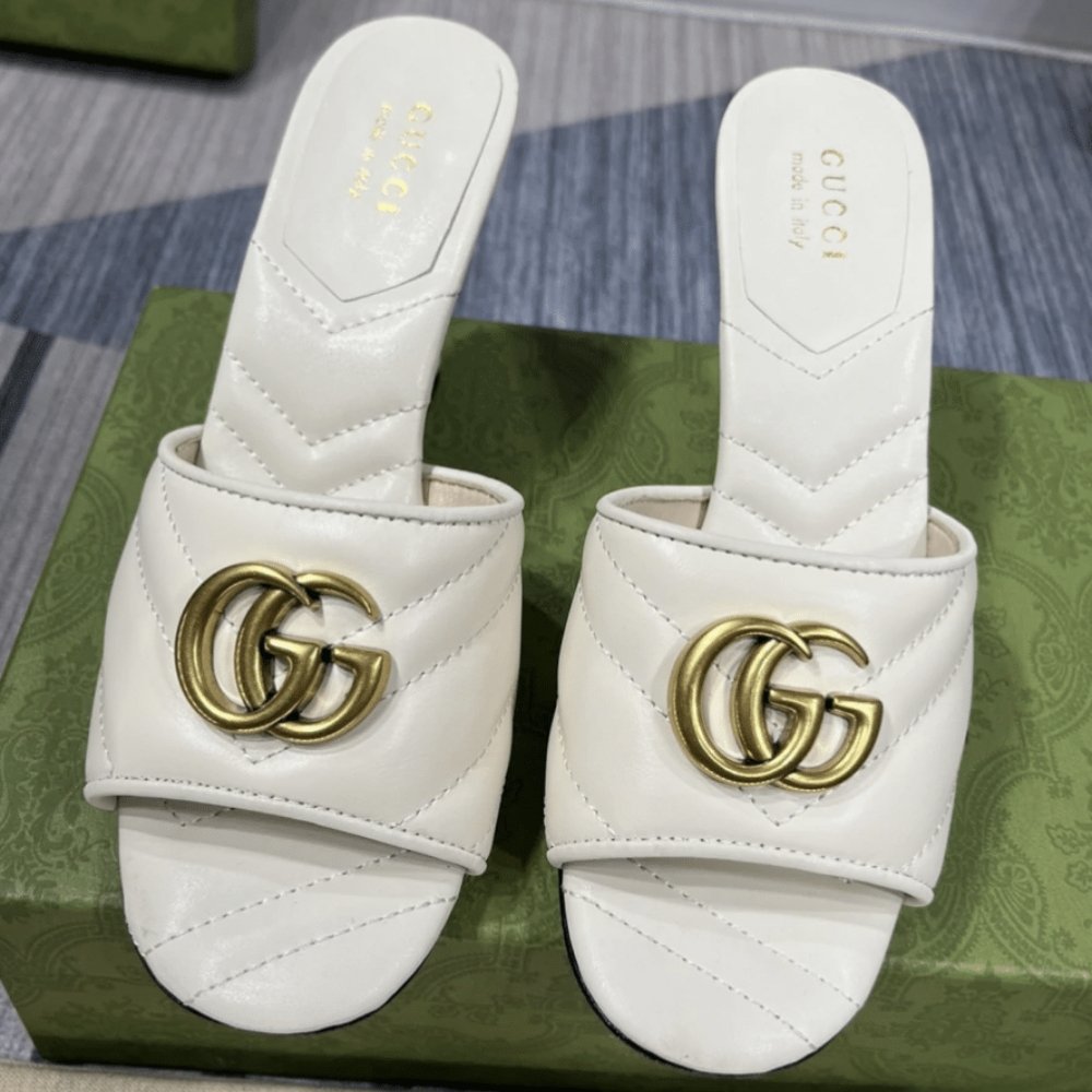 Gvc*1 Marmont Double G Slide Sandal White 674839 Bko00 1000