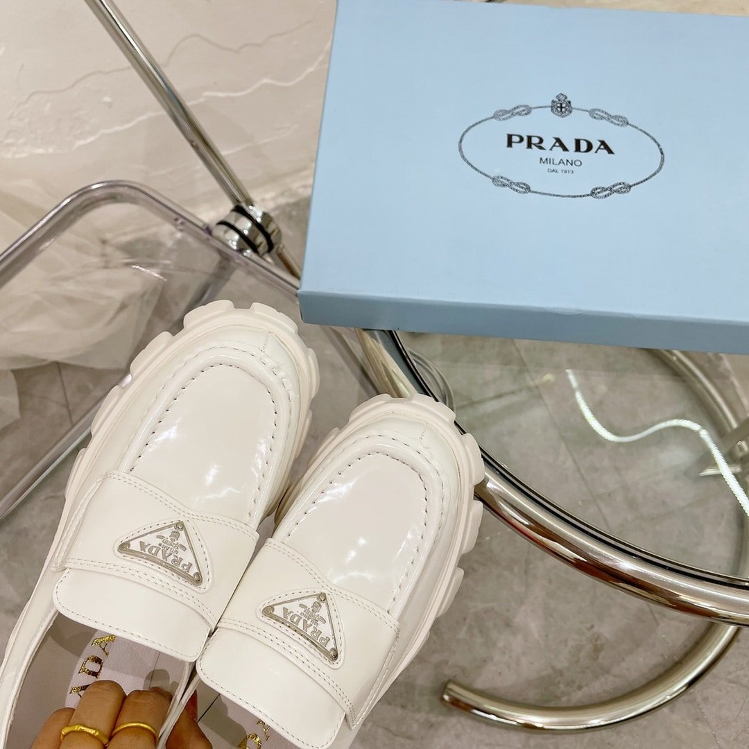 Pra*a Monolith Brushed Leather Loafers White 2De129 B4L F0009