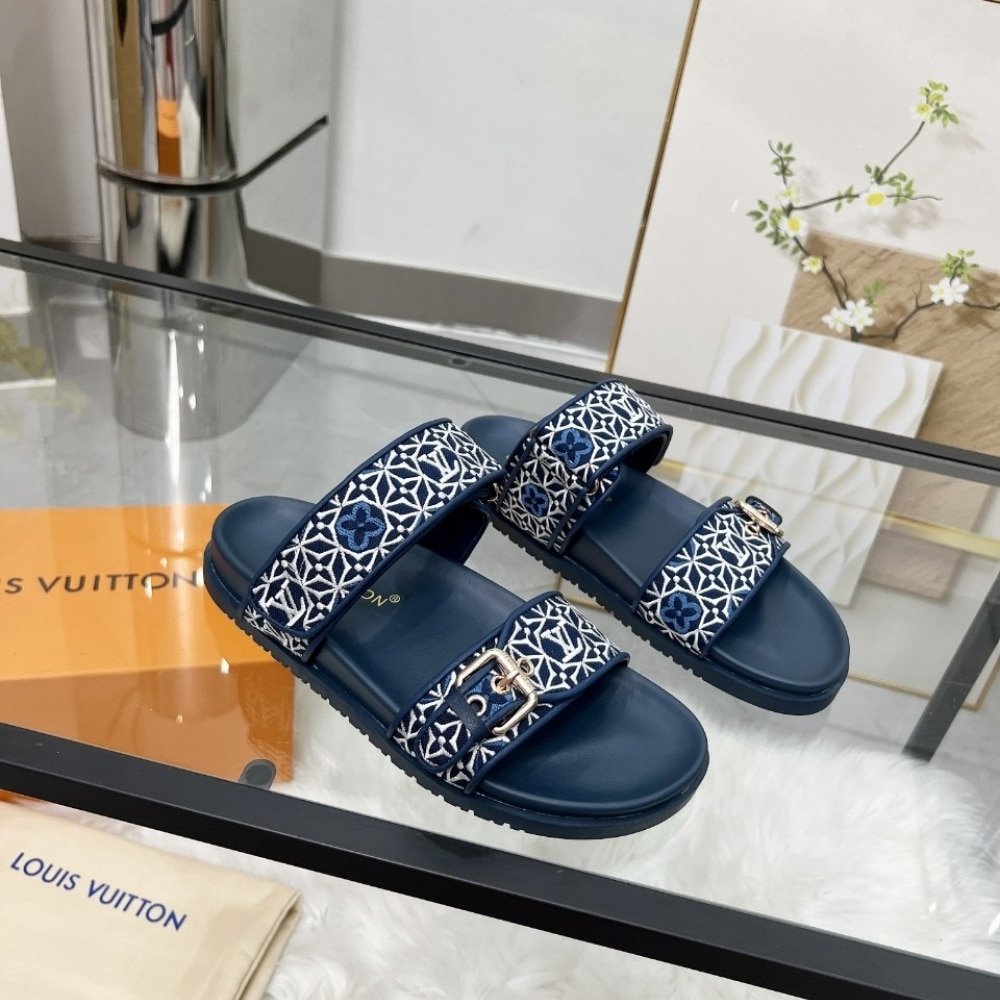 L0vis Vvtt0n Bom Dia Flat Comfort Mule Navy Blue 1Ahmc7