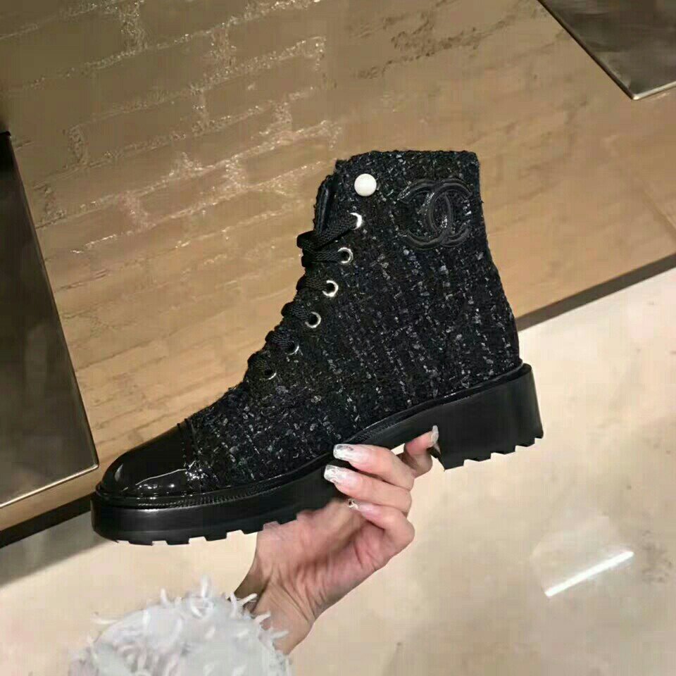 Ch**el Ankle Boots In Tweed Black G35154 Y53934 K1842