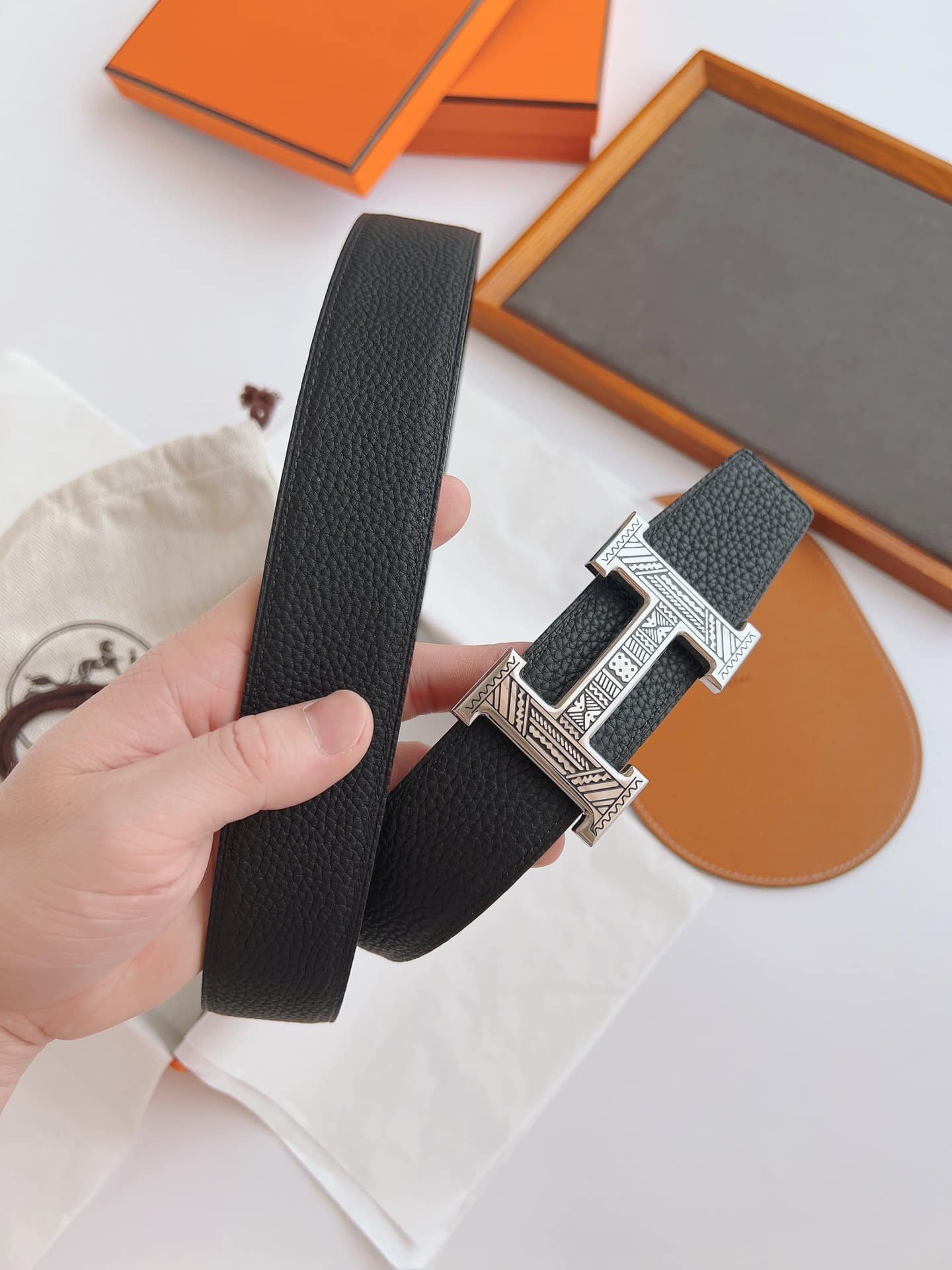 H**me5 Touareg Leather Belt Black 38Mm