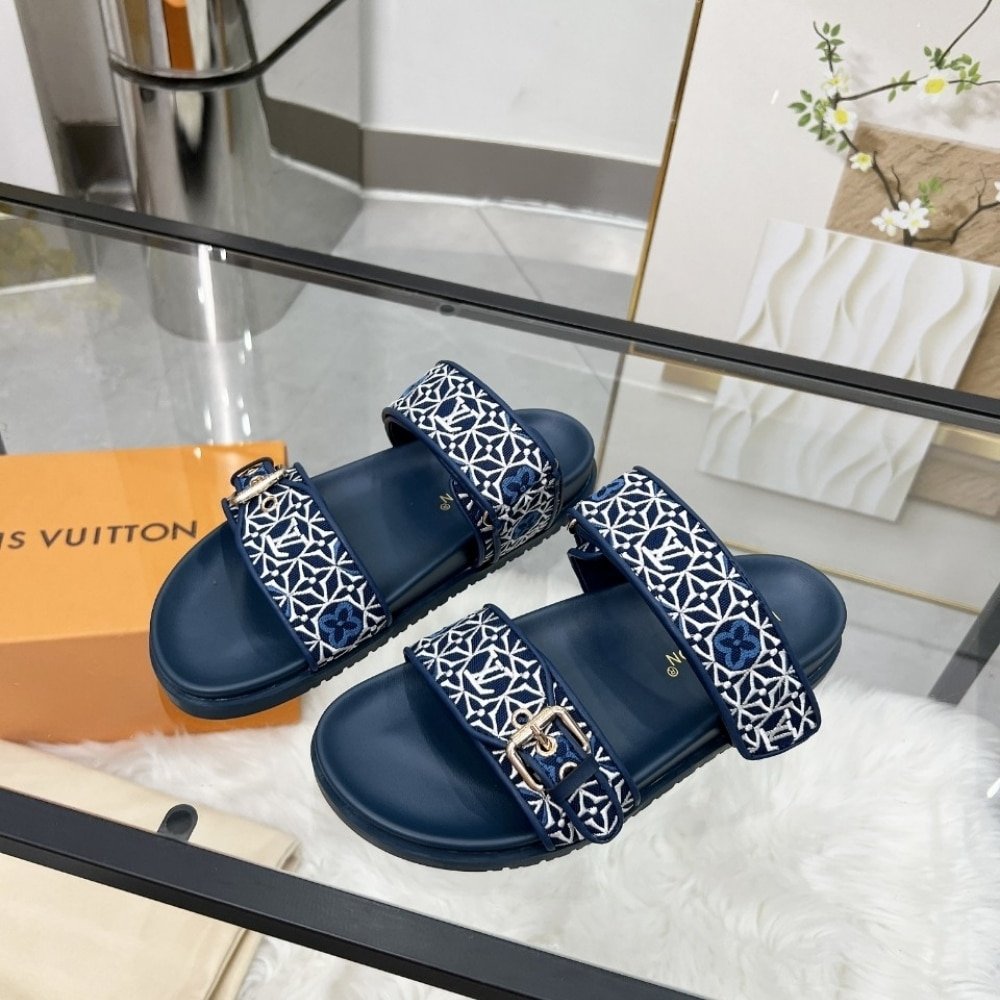 L0vis Vvtt0n Bom Dia Flat Comfort Mule Navy Blue 1Ahmc7