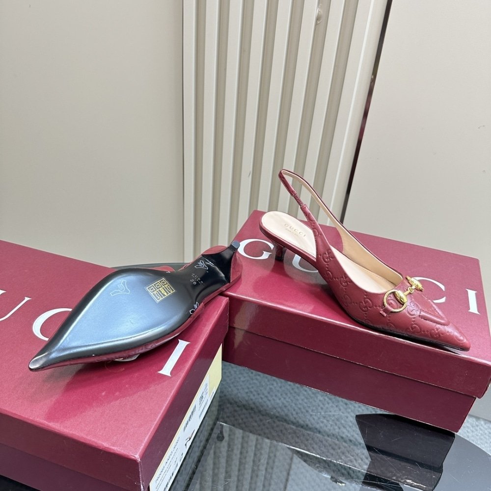 Gvc*1 Women’s Horsebit Slingback Pump Gg Leather Rosso Ancora Red ‎782407 Aaegj 6207