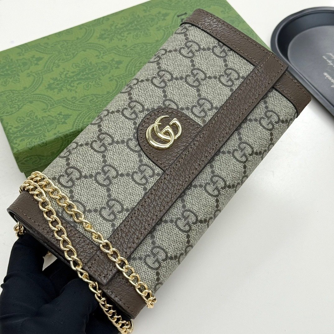 Gvc*1 Ophidia Chain Wallet Beige Gg Svp*me Canvas 19Cm 772309K9Gsg8367