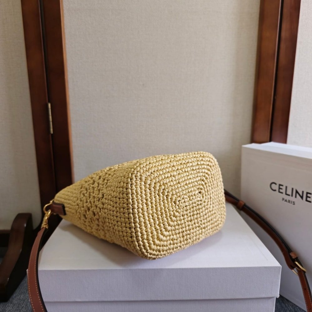[S*per Vip 1:1] Ce1i*e Small L0vise Bucket In Raffia Natural And Tan 19Cm 119742Gns 02Nt