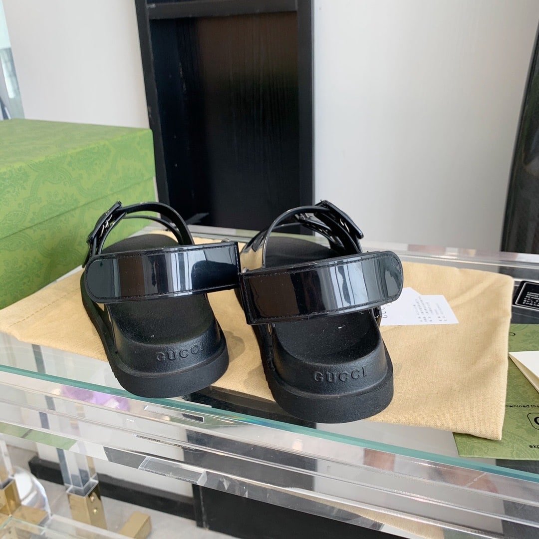 Gvc*1 Women’S Mini Double G Sandal Rubber ‎Black 660243 J8700 1000