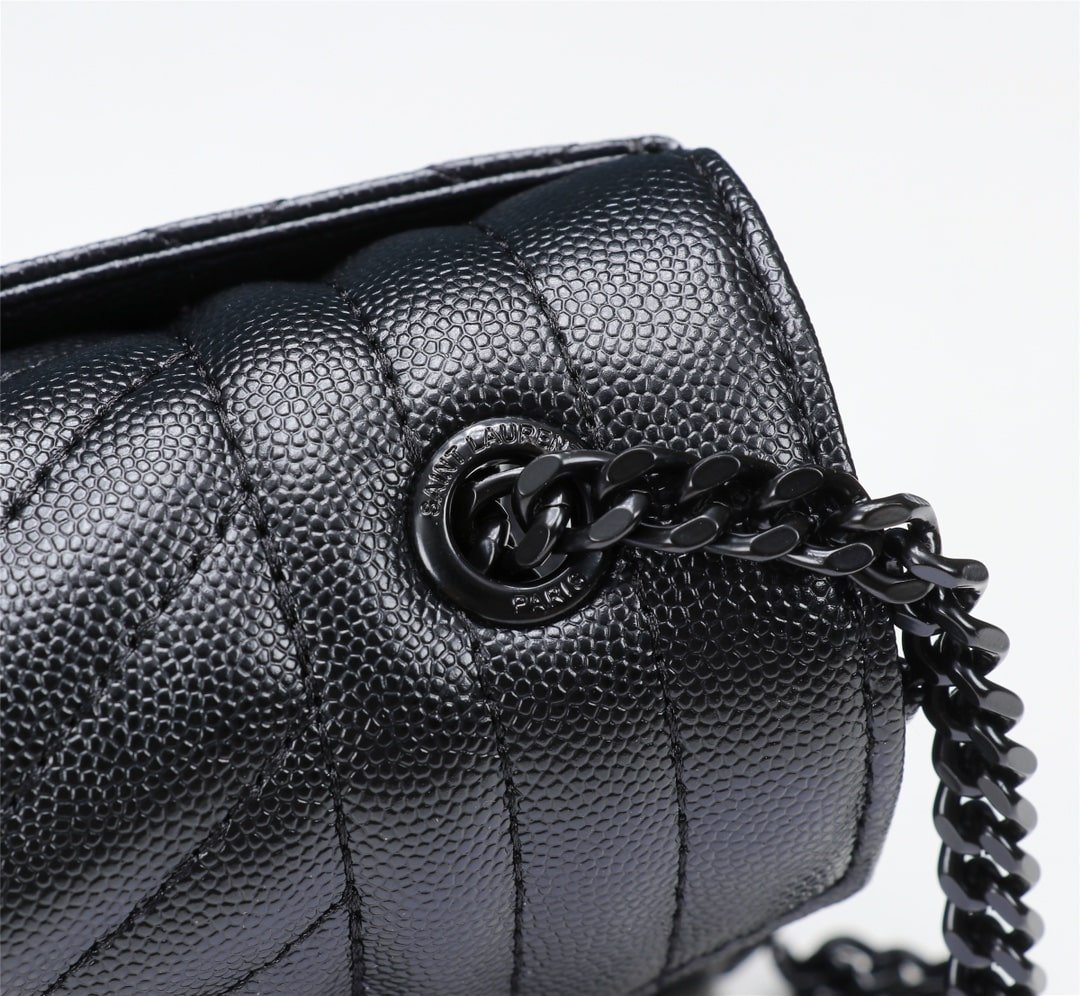 Sa1nt Lau*nt Envelope Small Bag In Mix Matelassé Grain De Poudre Embossed Black Noir 600195Bow981000