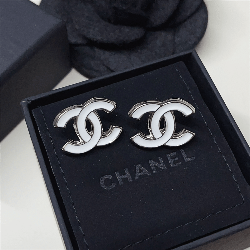 Ch**el 25S Earrings White Silver Metal Abf565 B20465 U0776