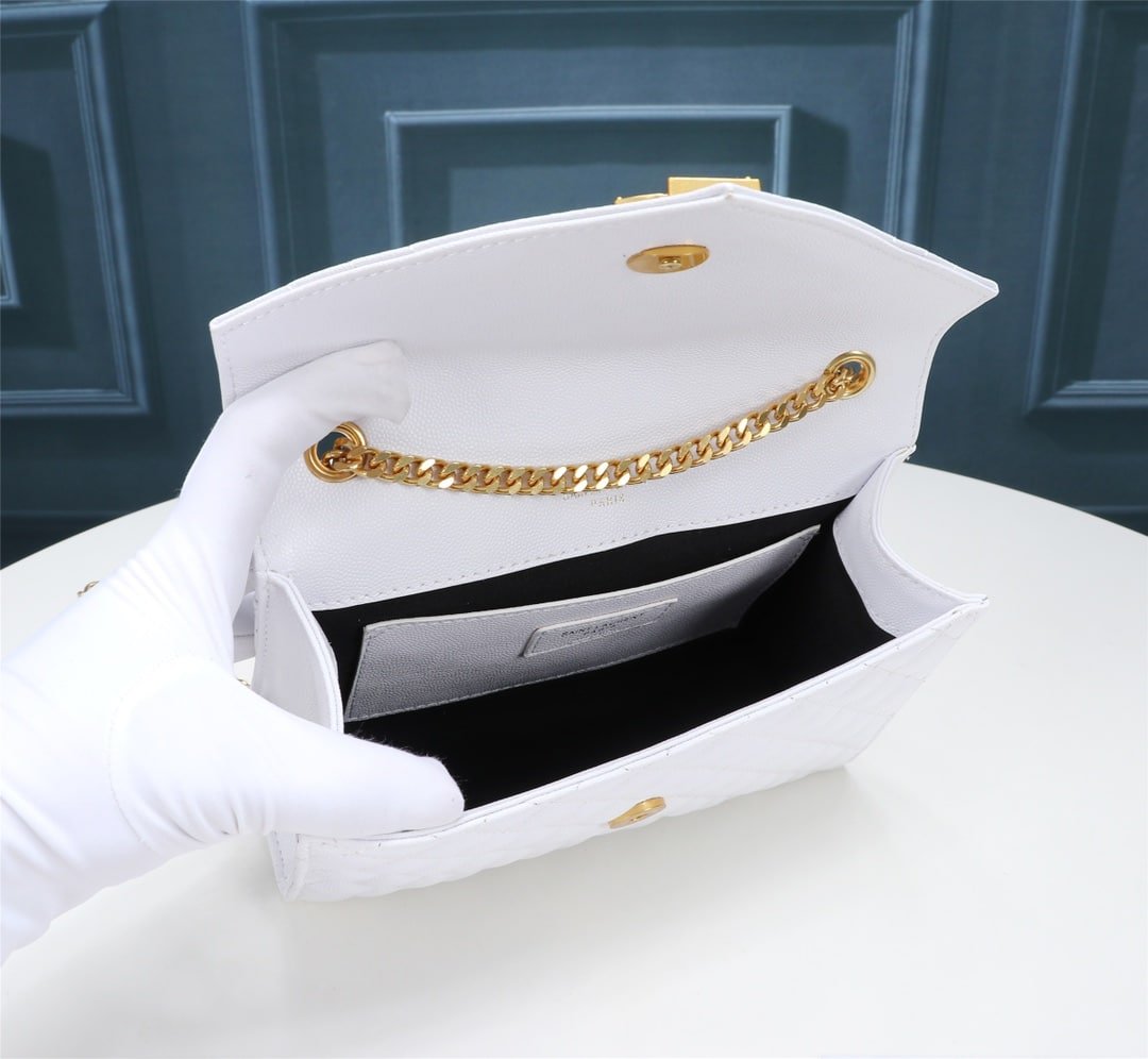 Sa1nt Lau*nt Envelope Small Bag In Mix Matelassé Grain De Poudre Embossed White 600195Bow919207