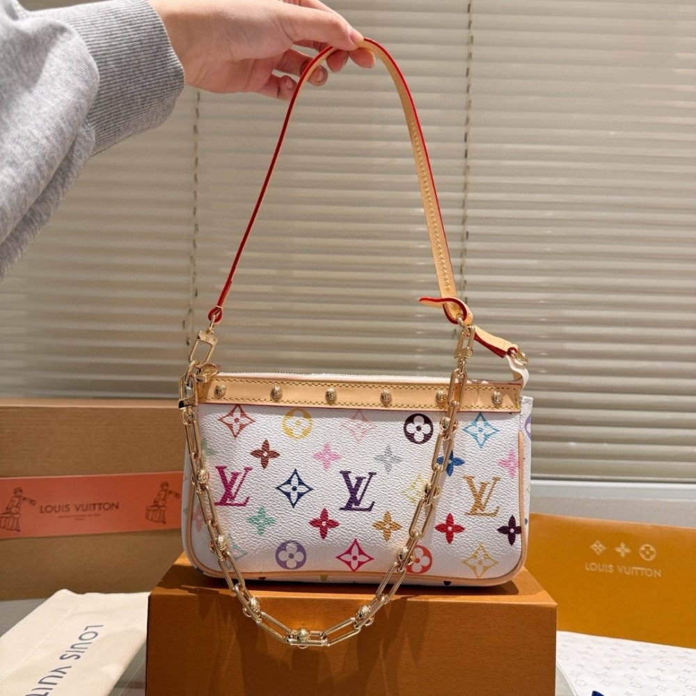L0vis Vvtt0n X Takashi Murakami Pochette Accessories Multicolore Blanc 21Cm M13404
