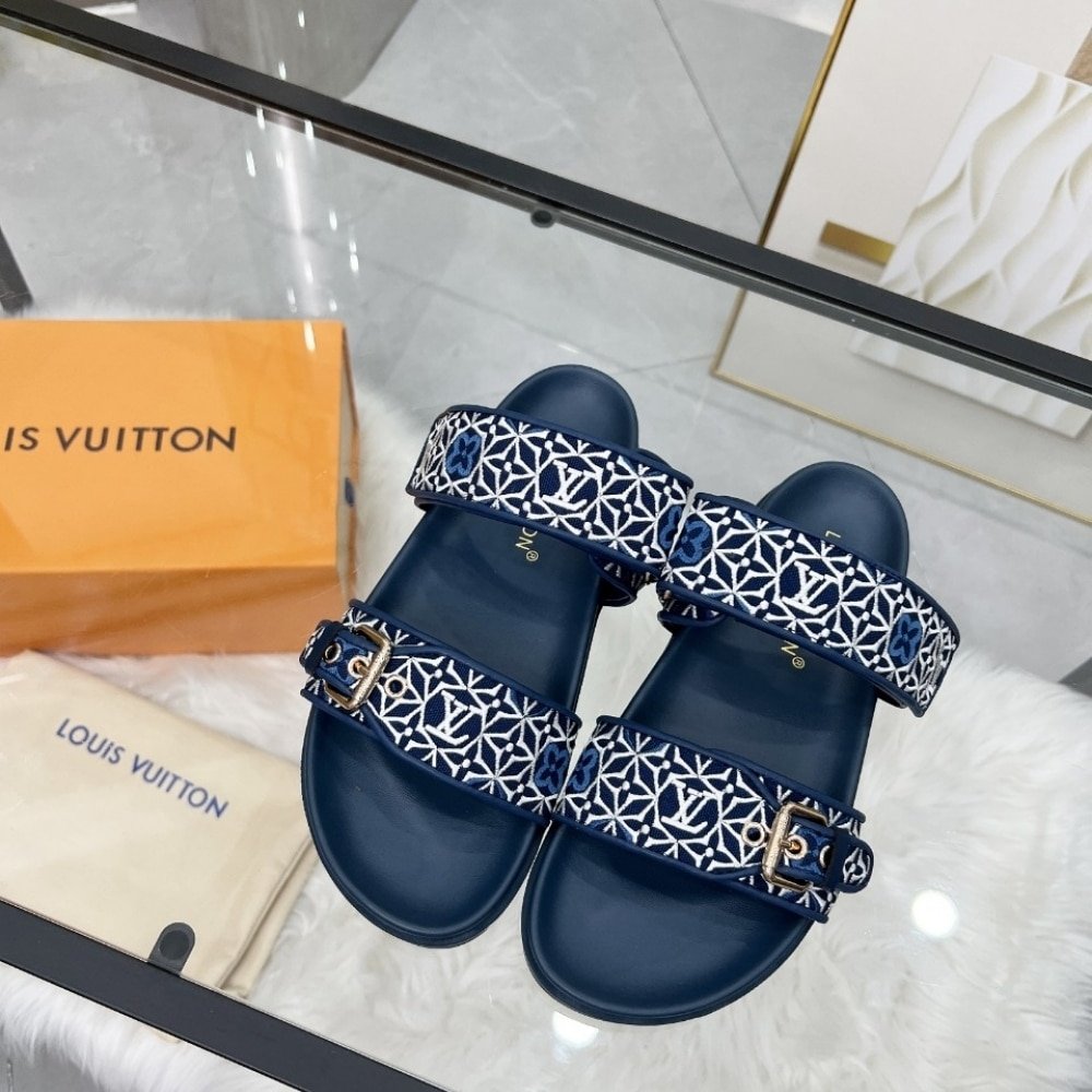 L0vis Vvtt0n Bom Dia Flat Comfort Mule Navy Blue 1Ahmc7