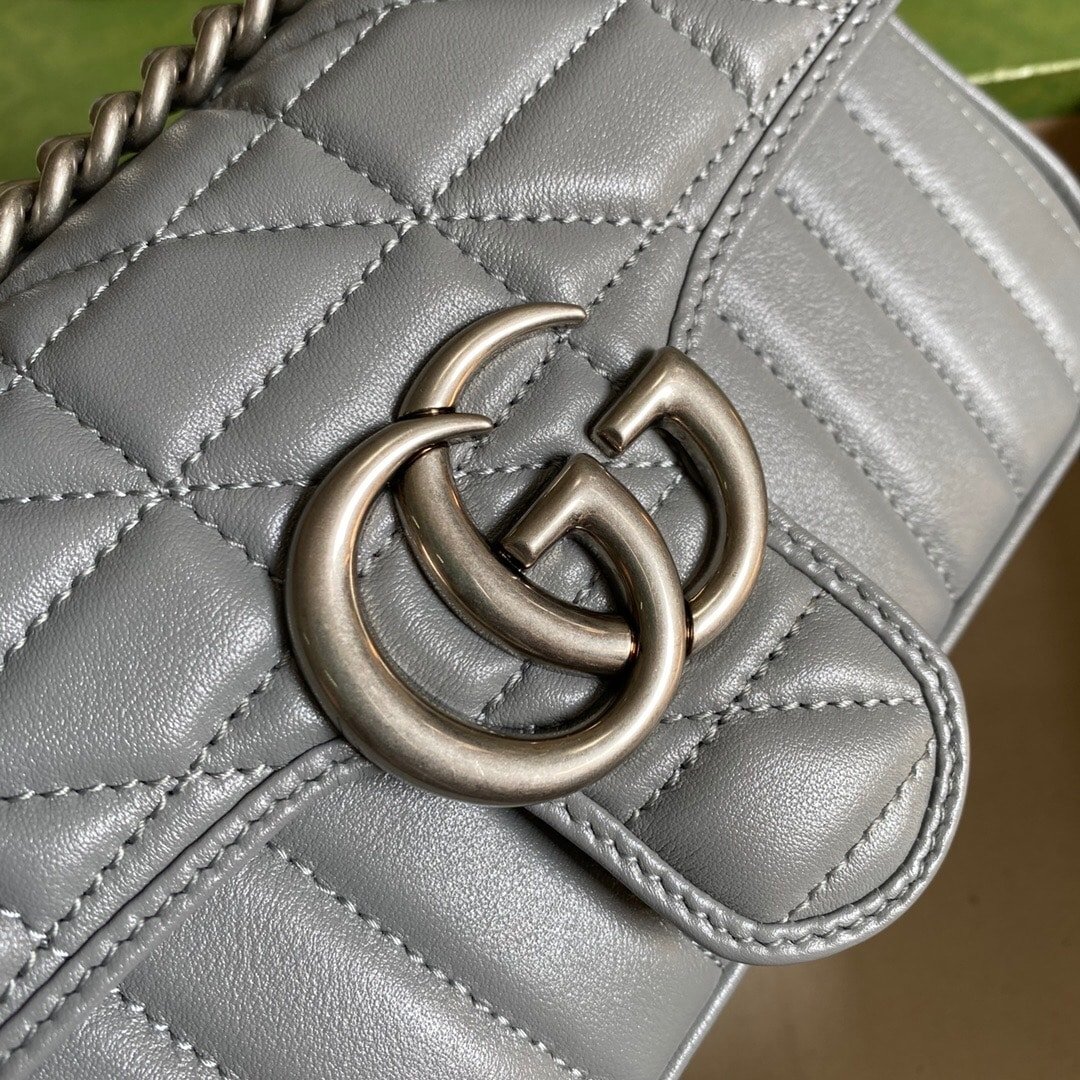Gvc*1 Gg Marmont Mini Shoulder Bag Grey 22Cm 446744 Um8An 1711