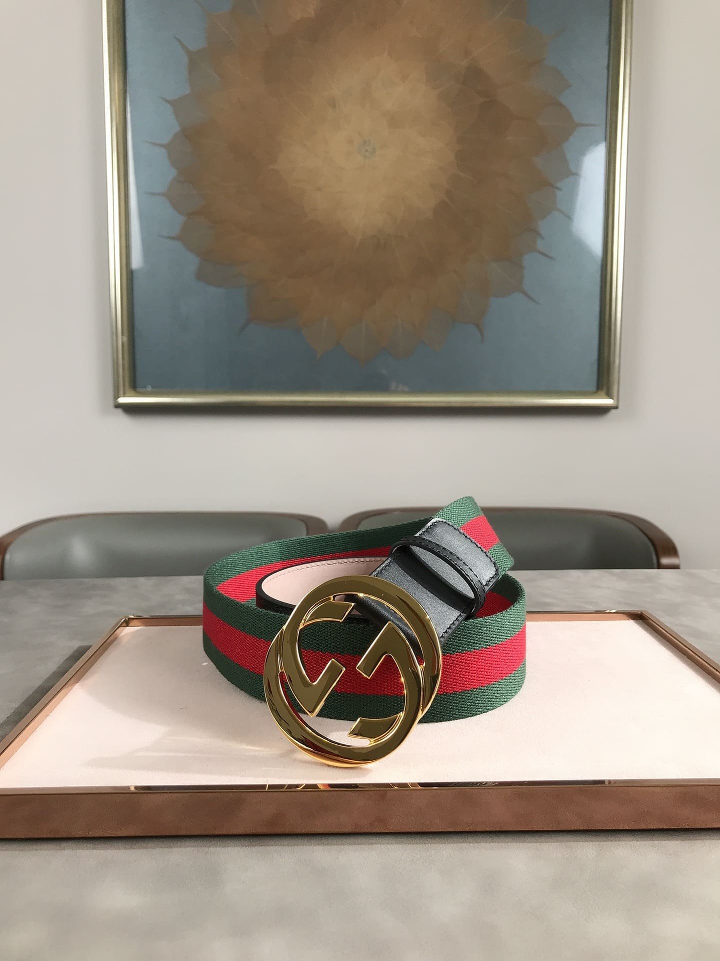 Gvc*1 Web Belt With G Buckle Green 4Cm