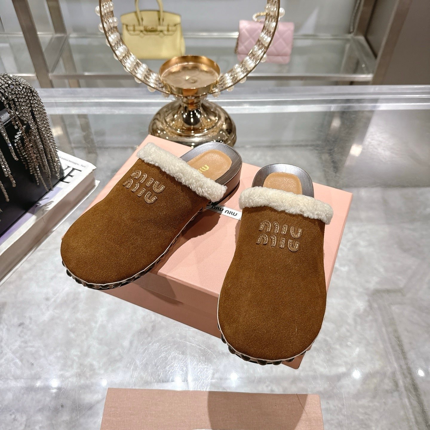 M1um1u Suede Clogs Cocoa Brown 5Z504E Z0G F0324 F Zf30